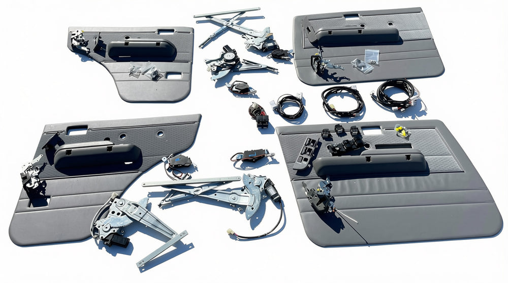 79 Series Dual Cab Landcruiser Complete Electric Power Window Kit with Full Glass Window.