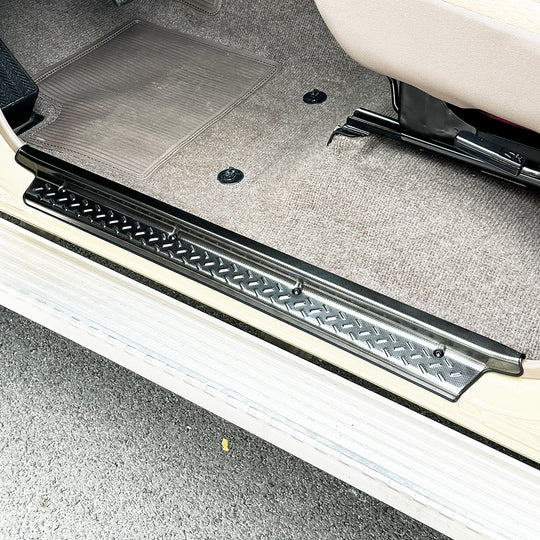 Black Stainless Steel Door Step/Sill Trims for 70 Series Landcruiser Dual Cab and 76