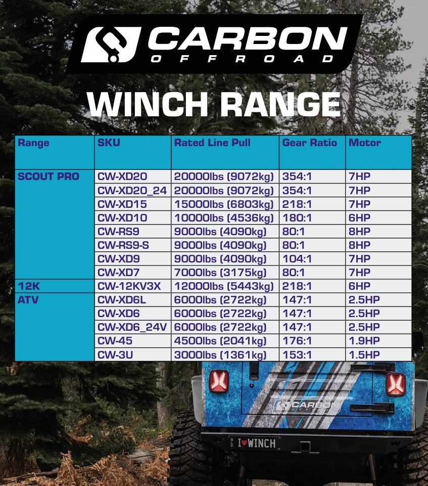 Carbon Offroad Scout Pro Winch 15000lb 15K CW-XD15V3WO 4