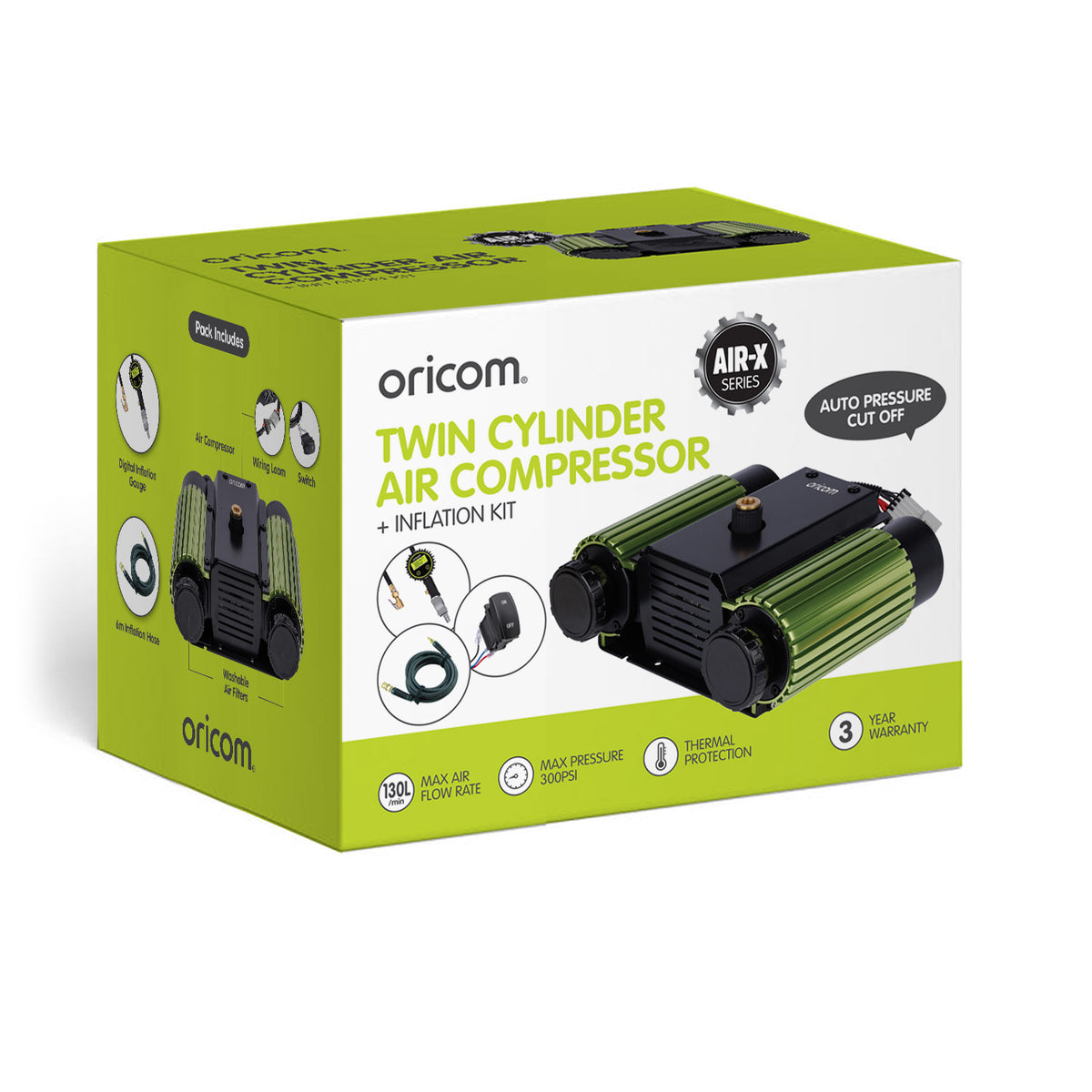 Oricom AIR40 Twin Cylinder Air Compressor + Inflation Kit