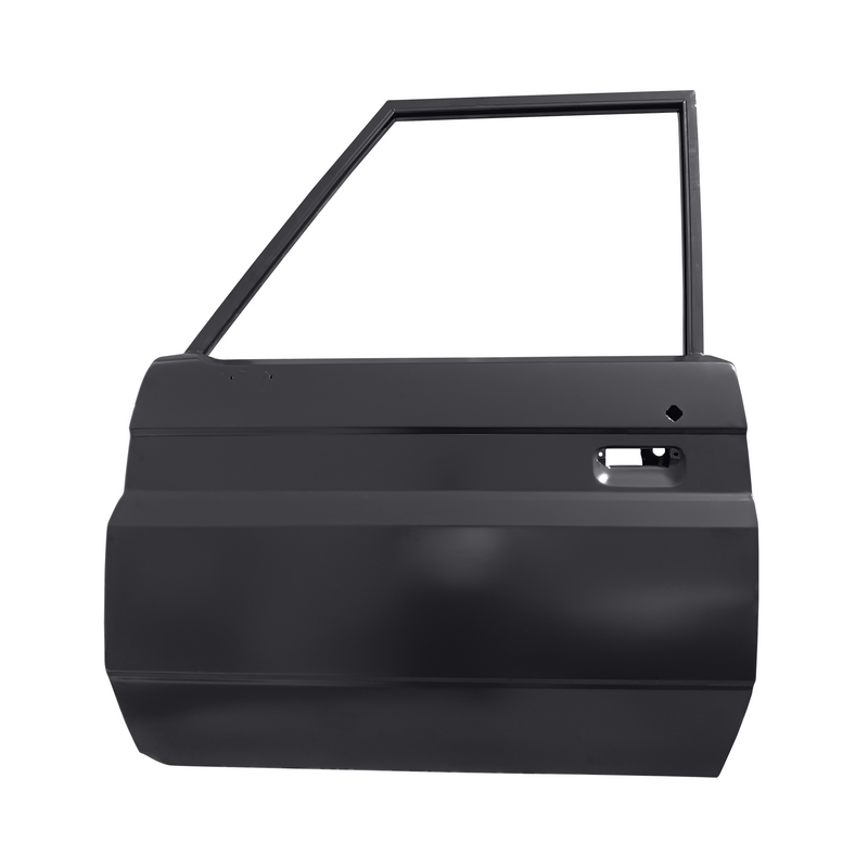 right hand driver's door suitable for Landcruiser 75 Series Ute/73 Series, primer dipped in black color, with no visible handles or hardware.